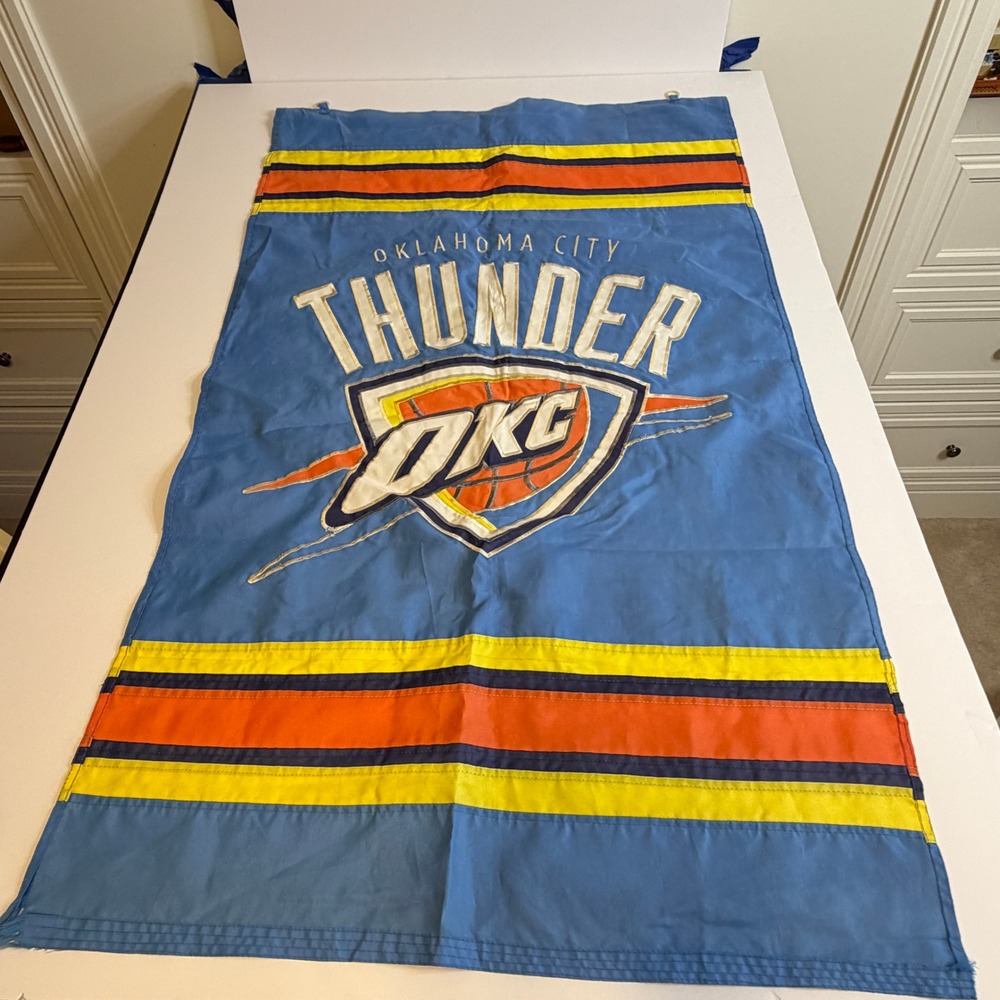 Oklahoma City Thunder NBA Basketball Banner Flag Embroidered Logo Blue Large